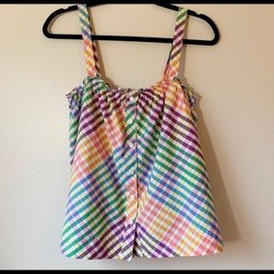 J. Crew Gingham rainbow button top